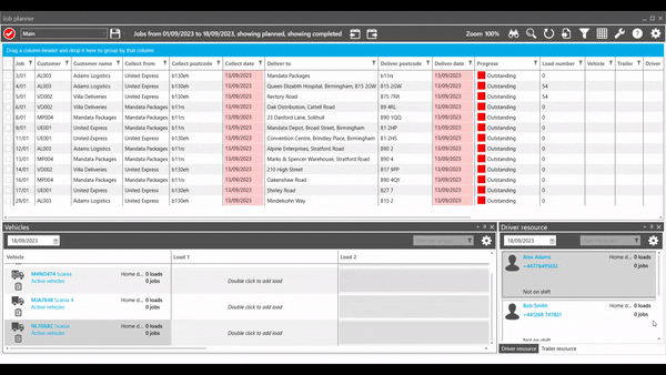 .GIF showing how quick and easy it is to send a job to a driver’s Manifests app.