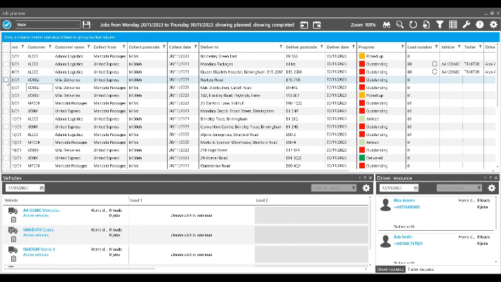 Drag and drop planning functionality