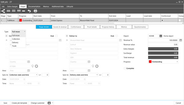 Mandata job planner screen