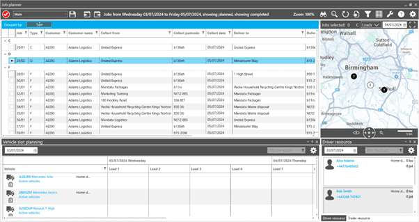 Mandata traffic planner with job progress